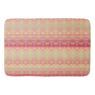 Pink And Peach Floral Bath Mat