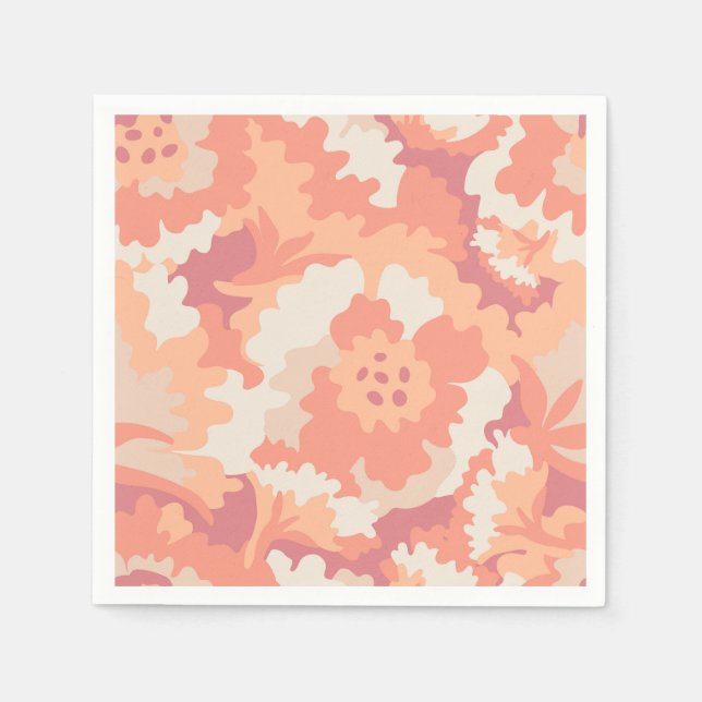 Pink and peach floral napkins (Front)