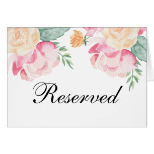 Pink and peach flowers wedding reserved sign cards