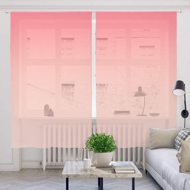 Pink and peach gradient background sheer curtains (Living Room)