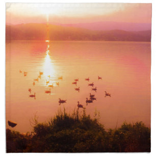 Pink and peach lake sunset napkin