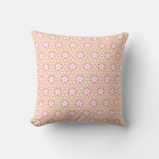 Pink and Peach Light Floral Pattern Modern Throw Pillow