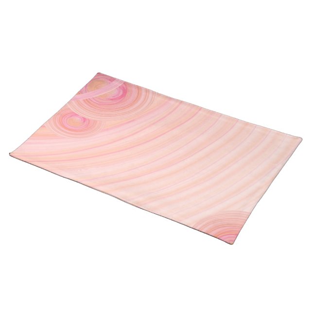 Pink and Peach Pastel Spiral Artwork Cloth Placemat (On Table)