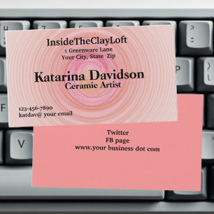 Pink and Peach Pastel Spirals Business Card