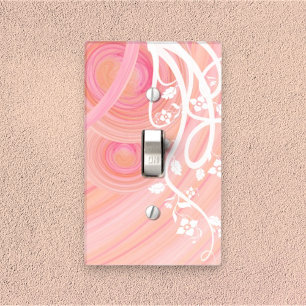 Pink and Peach Pastel Spirals Light Switch Cover