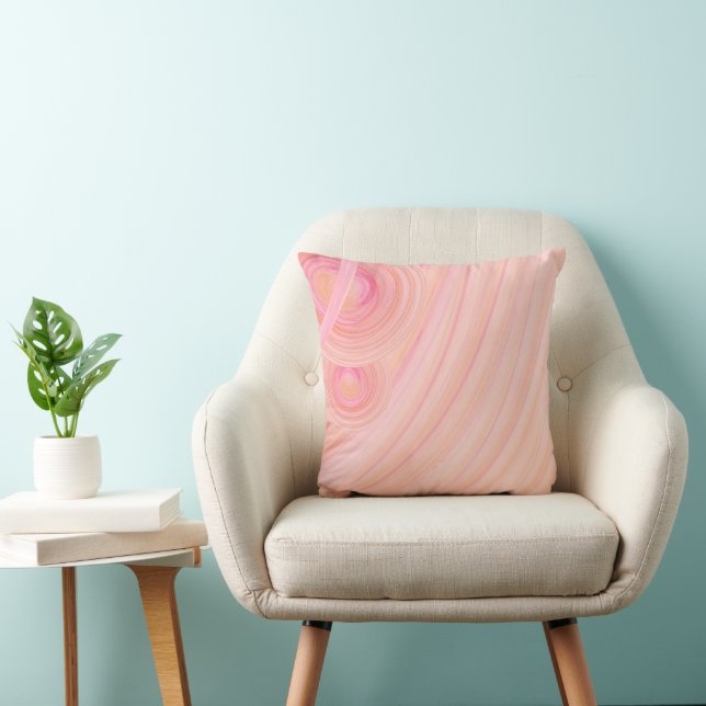 Pink and Peach Pastel Spirals Throw Pillow (Chair)