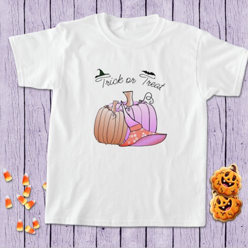 Pink and Peach Pumpkin Halloween T_shirt