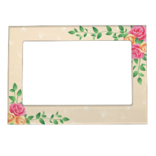 Pink and Peach Roses Country Magnetic Frame