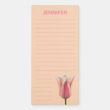 Pink and Peach Tulip Notepad Personalized Floral