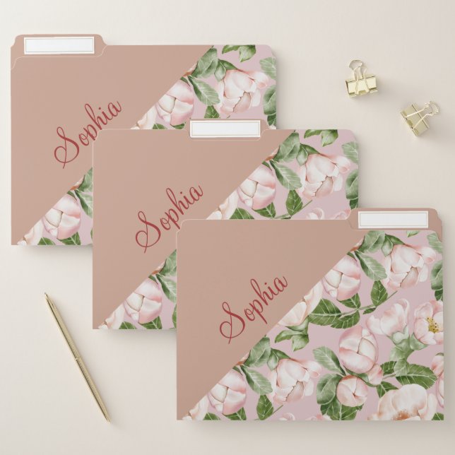 PINK AND PEACHY GARDEN FILE FOLDER (Set)