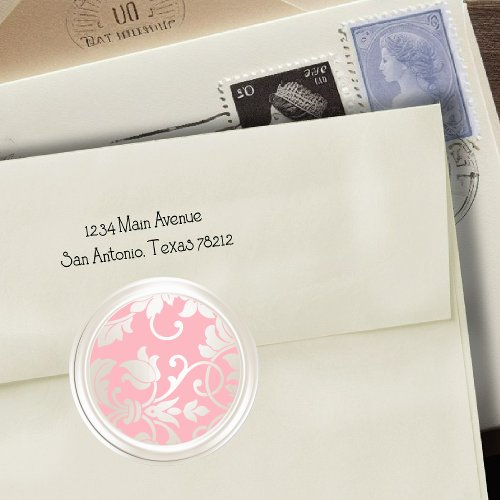 Pink and Pearl Damask Envelope Seal