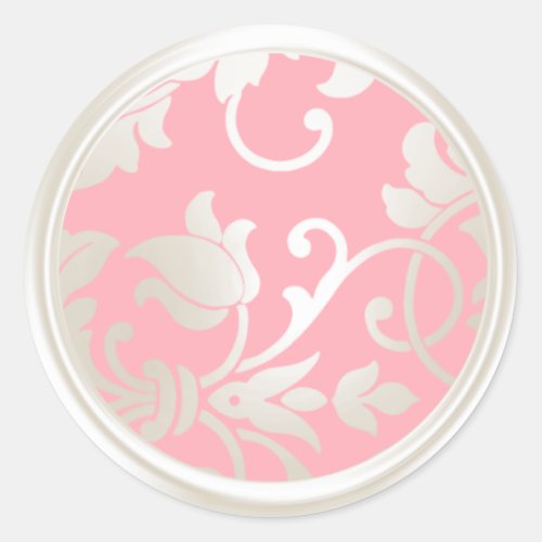 Pink and Pearl Damask Envelope Seal