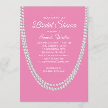 Pink And Pearls Bridal Shower Invitation by prettyfancyinvites at Zazzle