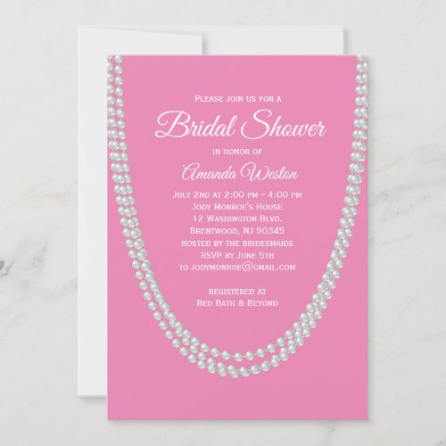 Pink and Pearls Bridal Shower Invitation