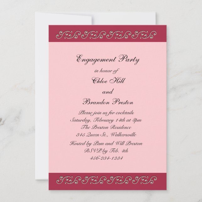 Pink and Pearls Engagement Party Invite (Front)