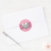 Pink and Pewter Heart Sweet Sixteen 1.5" Sticker (Envelope)