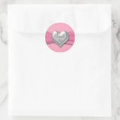 Pink and Pewter Heart Sweet Sixteen 1.5" Sticker (Bag)