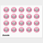 Pink and Pewter Heart Sweet Sixteen 1.5" Sticker (Sheet)