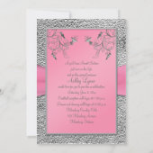 Pink and Pewter Heart Sweet Sixteen Invitation (Back)