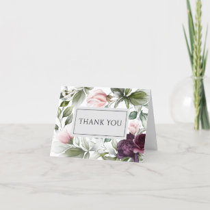 Pink and Plum Botanical Charm Thank You Card