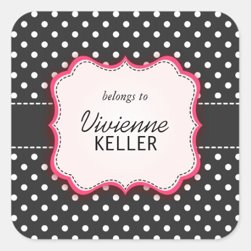 Pink and Polka Dots Square Sticker