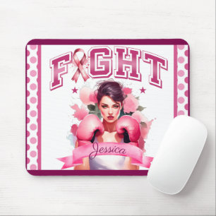 Pink and Pretty Floral Breast Cancer Mouse Pad