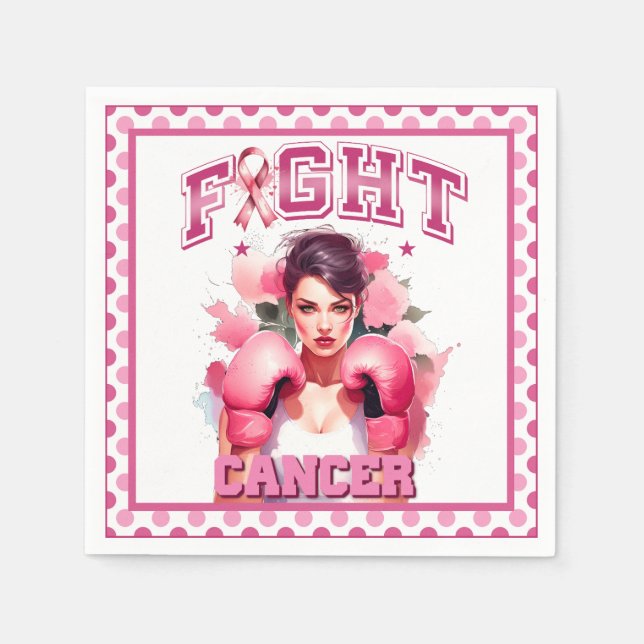 Pink and Pretty Floral Breast Cancer Napkins (Front)