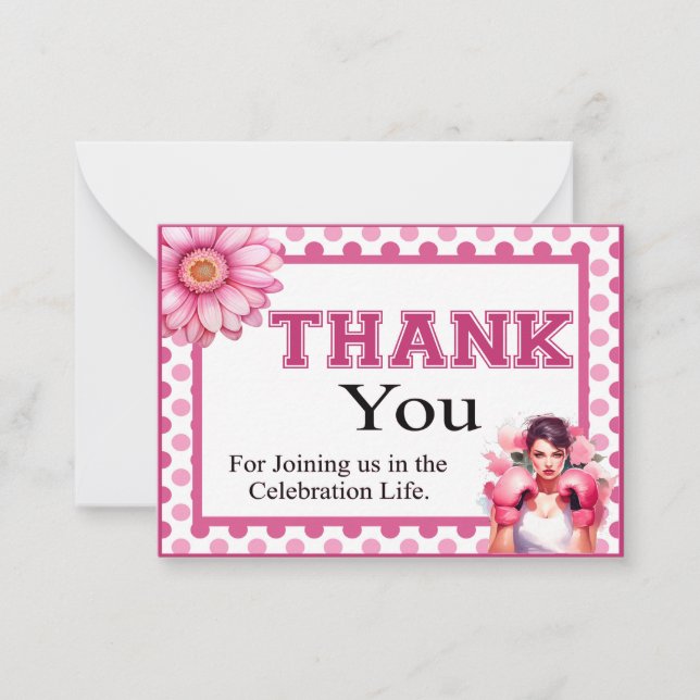 Pink and Pretty Floral Breast Cancer Note Card (Front)
