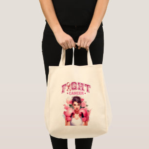 Pink and Pretty Floral Breast Cancer Tote Bag