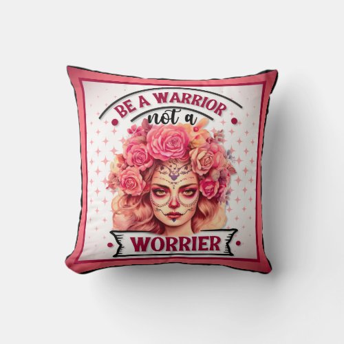 Pink and Pretty Sugar Skull Throw Pillow