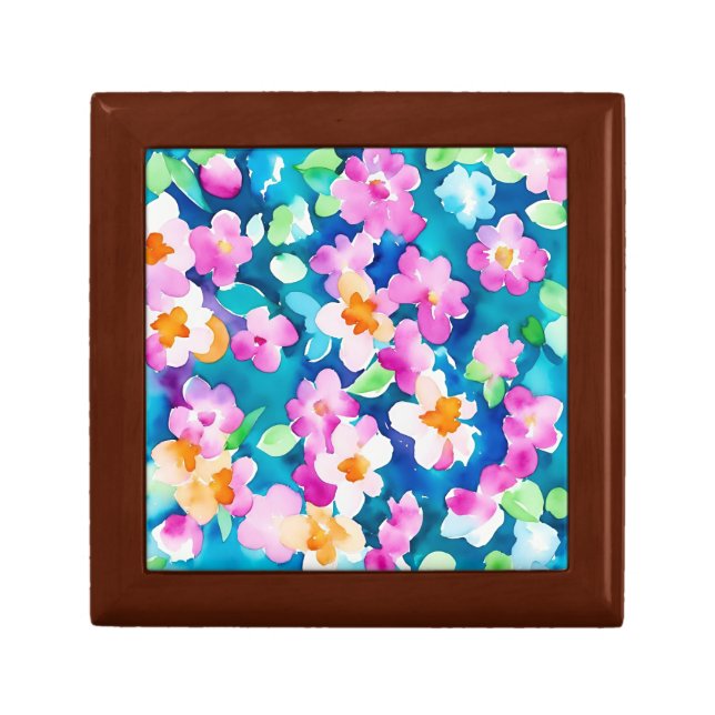Pink and Pretty Watercolor Flowers Gift Box (Front)