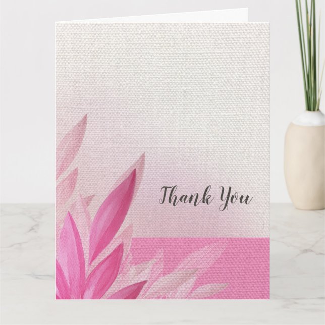 Pink And Punk Watercolor Thank You Card (Front)