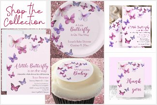 Pink and Purple A Little Butterfly Baby Shower