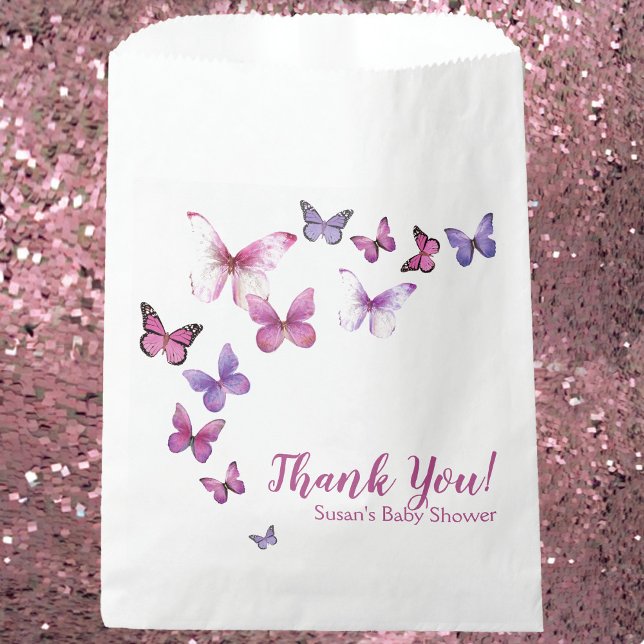 Pink and Purple A Little Butterfly Baby Shower  Favor Bag (Creator Uploaded)