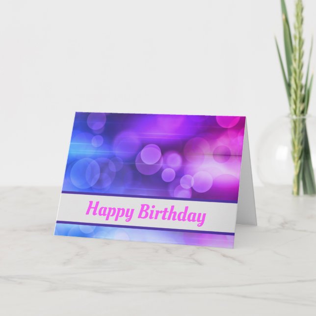 Pink and Purple Abstract Circles Pattern Greeting Card (Front)