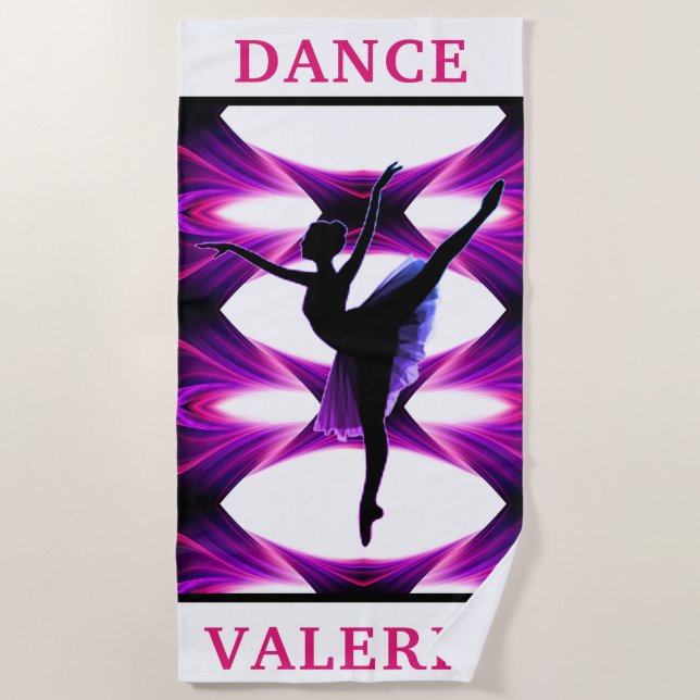 Pink and Purple Abstract Dance Beach Towel (Front)