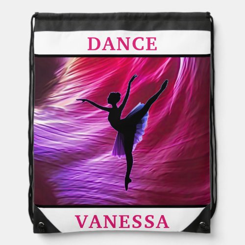 Pink and Purple Abstract Dance   Drawstring Bag