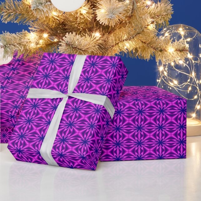 Pink And Purple Abstract Floral Pattern Wrapping Paper (Holidays)