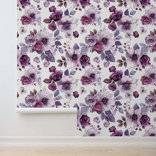Pink And Purple Abstract Floral Peel And Stick Wallpaper