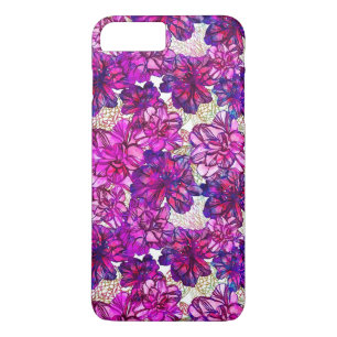 Pink And Purple Abstract Flowers Pattern iPhone 8 Plus/7 Plus Case