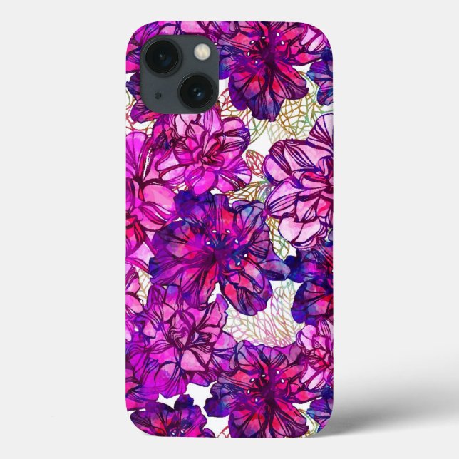Pink And Purple Abstract Flowers Pattern Case-Mate iPhone Case (Back)