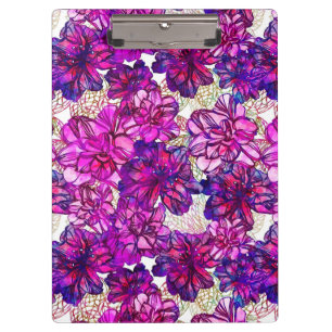 Pink And Purple Abstract Flowers Pattern Clipboard