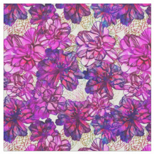 Pink And Purple Abstract Flowers Pattern Fabric