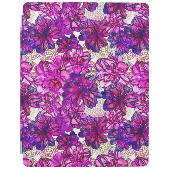 Pink And Purple Abstract Flowers Pattern iPad Smart Cover (Front)