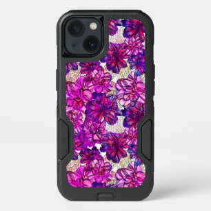 Pink And Purple Abstract Flowers Pattern iPhone 13 Case