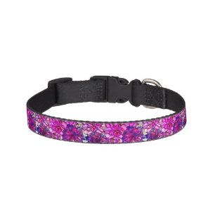 Pink And Purple Abstract Flowers Pattern Pet Collar