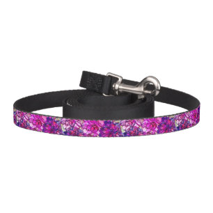 Pink And Purple Abstract Flowers Pattern Pet Leash