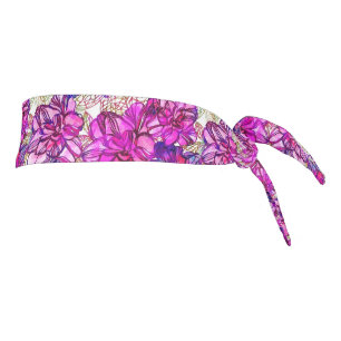 Pink And Purple Abstract Flowers Pattern Tie Headband
