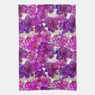 Pink And Purple Abstract Flowers Pattern Towel