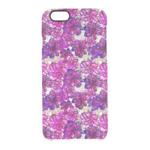 Pink And Purple Abstract Flowers Pattern Clear iPhone 6/6S Case
